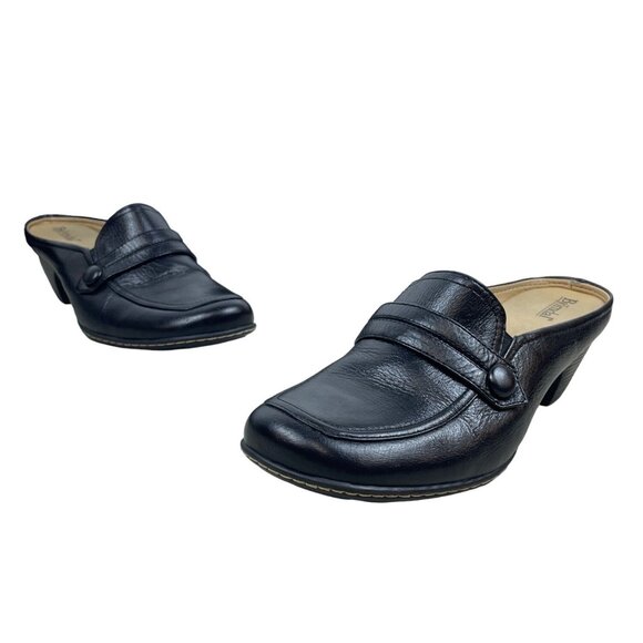 Björndal Women's Black Leather Gena Backless Slip On Comfort Clog Shoes Sz 8.5M - Picture 1 of 9